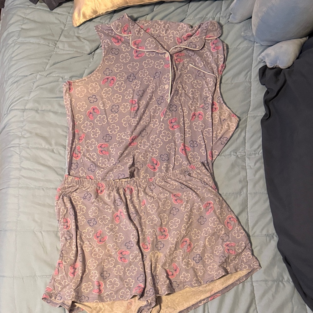 Floral Pajama Set with Pink Accents